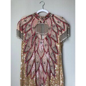 Vintage Blush Pink Plus Size Beaded Gown - Elegant and Timeless | Size 18 Vintag